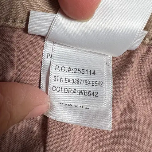 Paige  Leenah Coated Metallic Shimmer High Rise Wide Leg Jeans Latte Tan Size 32