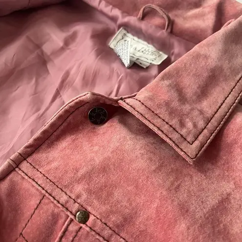 Live a Little Women's Pink Suede Leather Jacket Size L y2k style