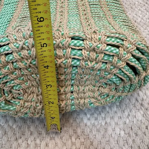 Lime & Tan Woven Tote Bag Green