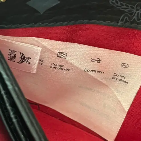 MCM Visetos Monogram Zip Around Wallet Black Gold Studded