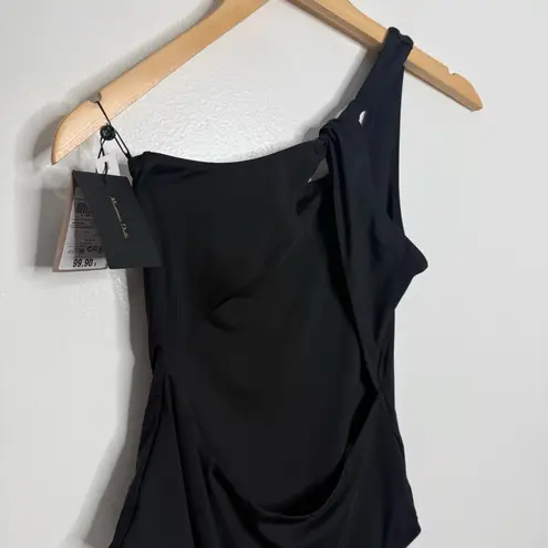 Massimo Dutti NWT Black One Piece Open Back Swimsuit Size Small