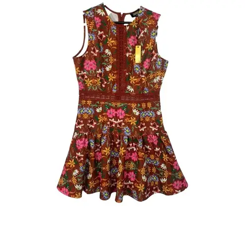 Alexia Admor women's large NEW dress Justine sleeveless drop waist floral cutou