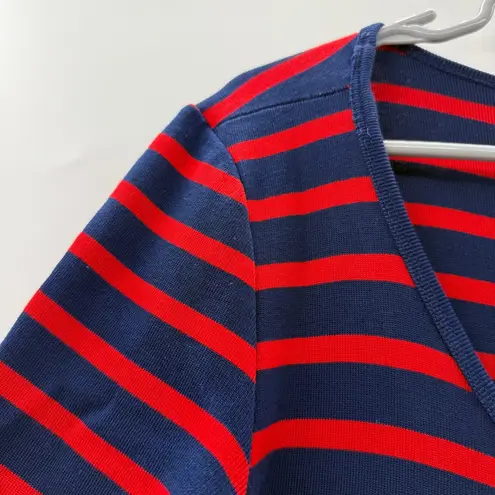 Ralph Lauren Black Label Navy Blue & Red Stripe Short Sleeve Dress Sz L