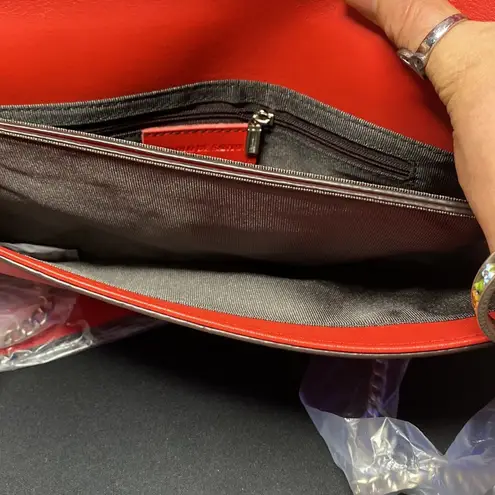 Paolo De Santo Lustrous Red Evening Clutch/ Crossbody Silver