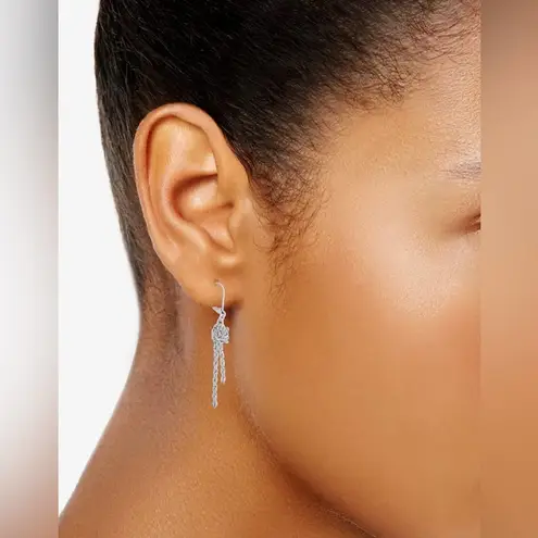 Charter Club NEW Dangle Drop EARRINGS SilverTone Knotted Serpentine Chain 2”