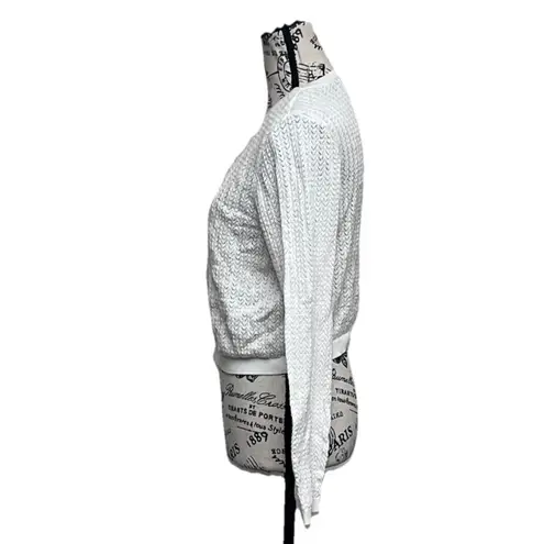 Vtg Y2K Madden NYC Women’s White Cotton Crochet Cardigan Size L Button Front Size L