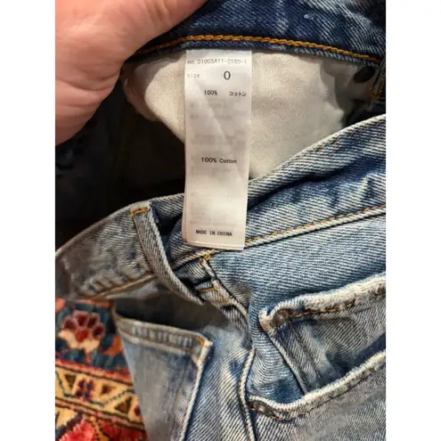 Moussy Vintage Denim Cutoff Shorts Frayed Hem High Rise Light Wash Size 0 Blue