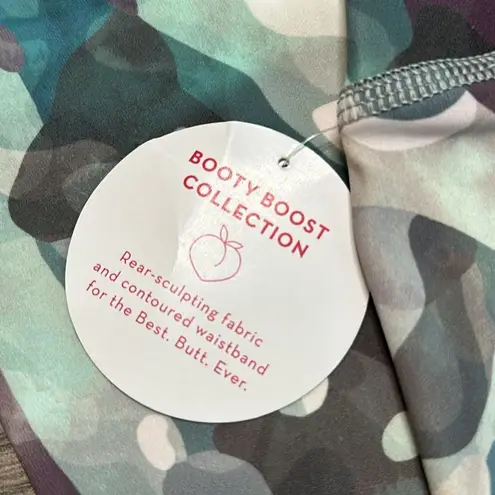 Spanx  Booty Boost Pink Green Camo Contoured Waist High Rise‎ 7/8 Leggings XS