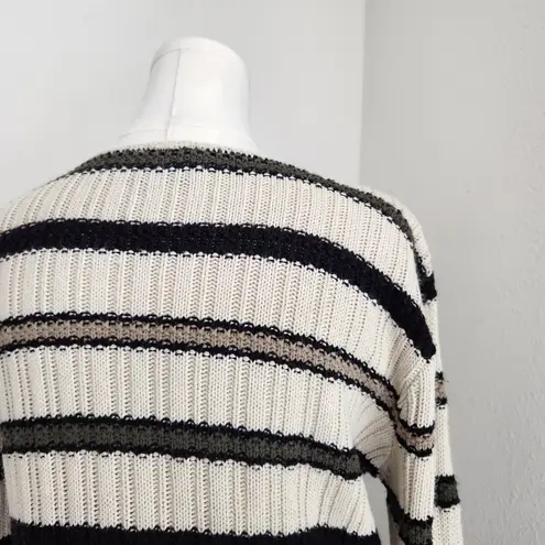 American Vintage Vintage Reba Rose 90s Ribbed Knit Cream Striped Sweater Long Sleeve Neutral M