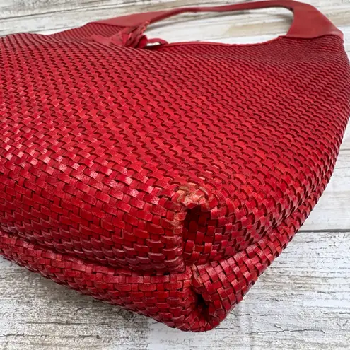 Paolo Masi Y2K Purse Hobo Bag Red Leather Woven Flower Boho Hippie Festival
