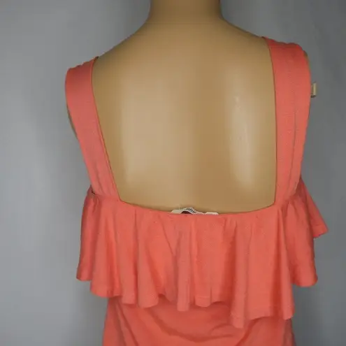 Mango  Ruffle Layered Strappy Tank Top Cami XXS coral orange Sleeveless Tangerine