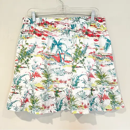 Sigrid Olsen 100% Cotton Tropical Floral Mini Skirt Women's Large White Lined - Image 4