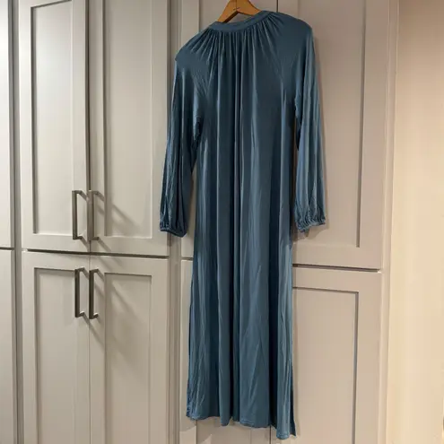 NWOT LAKE Long Nightgown Blue Long Sleeve V Neck Casual Size XS DreamModal