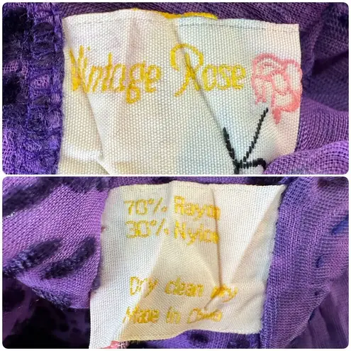 VINTAGE ROSE Velvet Beaded Goddess Kimono Burnout Pointed Flare Cut Hem OS Purple Size undefined