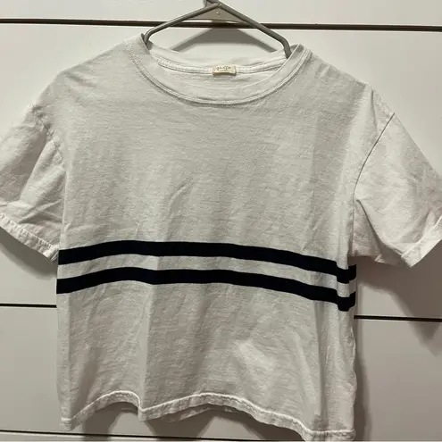 Brandy Melville  White & Navy Blue Stripe Tee