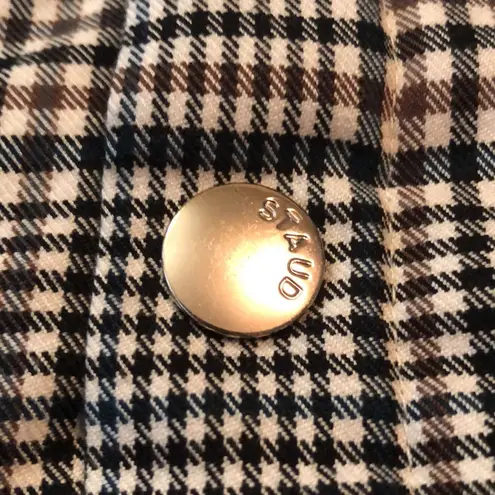 STAUD Ryan Bomber Jacket Glen Plaid Faux Fur Collar Grey & Brown Checks Green L