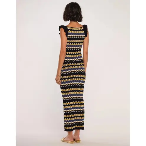 Heartloom NWT Bennet Cotton Knit Maxi Dress Blue Gold Women’s Size Medium