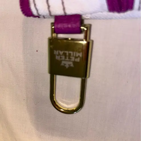 Peter Millar COPY - White and Purple Zipper Pouch W/Gold tone key ring 7.5”x 5”…