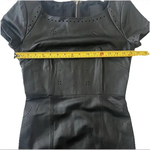 Aryn K Women’s Sheath Dress S Laser Cut Genuine Leather Edgy Holiday NYE Party