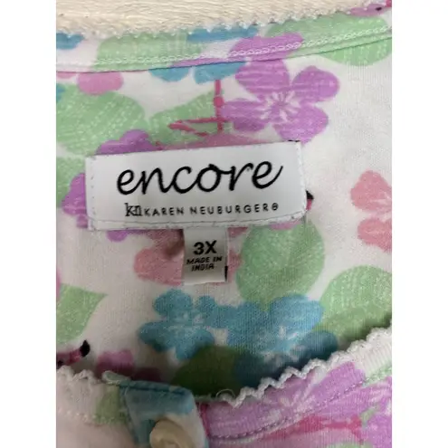 Encore Karen Neuburger 3X Pajama Set Flamingo Floral Loungewear Plus Size White Size undefined