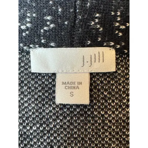 J Jill Sweater Women Small Black Speckle Knit Hudson Long Blazer Cardigan Preppy