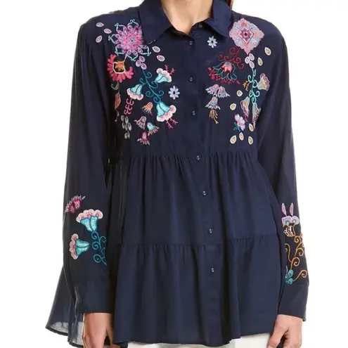 Johnny Was Alesa heavily embroidered Tiered Silk Tunic NWT RARE