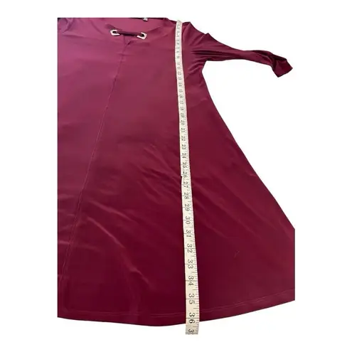 Nina Leonard Miracle Matte Jersey Tunic Dress Pockets Womens Size L Burgundy