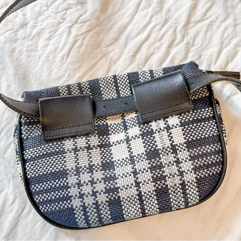 Clare V. Woven Fanny Belt Bag Plaid Raffia