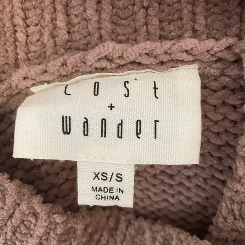 Lost + Wander Jolie Chenille Sweater Blush Pink Mauve Turtleneck Mockneck XS S - Image 5