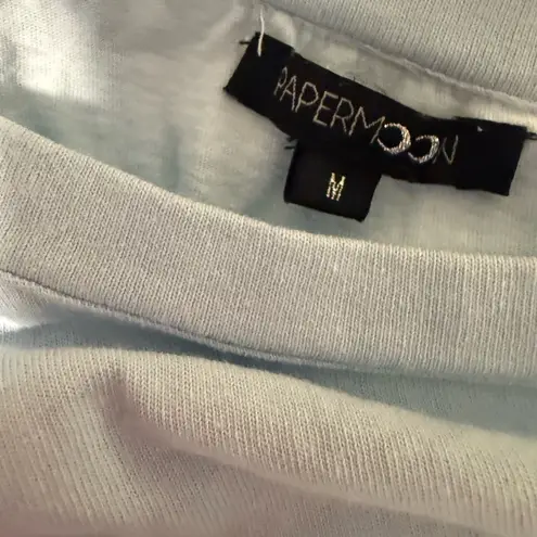 PaperMoon Light Blue Cropped Elastic Hem Cap Sleeve Cotton Top Women’s M