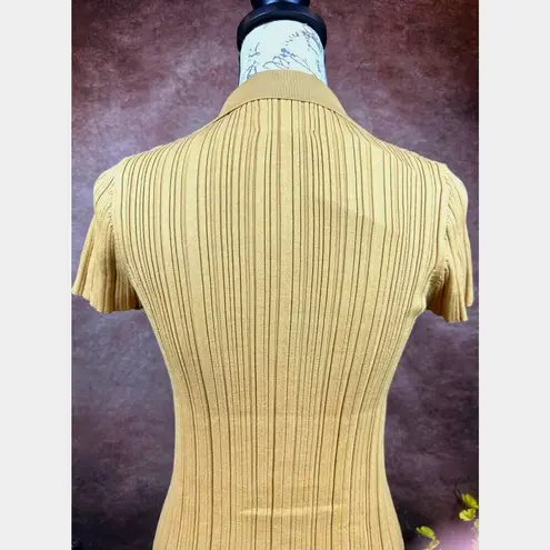 Lita by Ciara Rib Cotton Blend Polo Minidress Iced Coffee M Tan Size M