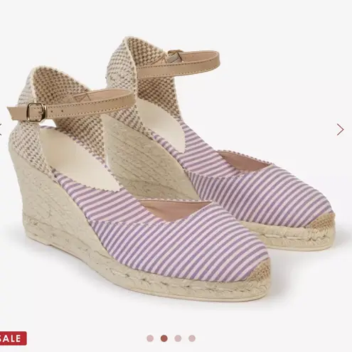 Penelope Chilvers High Mary Jane Atelier Stripe Espadrille Heel Wedge Purple 39 Purple Size 8