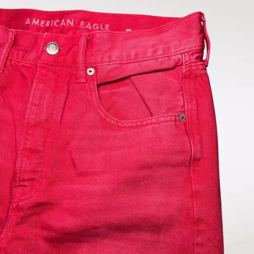 American Eagle Hi Rise Girlfriend Jeans Light Red Washed Denim X Short Size 6
