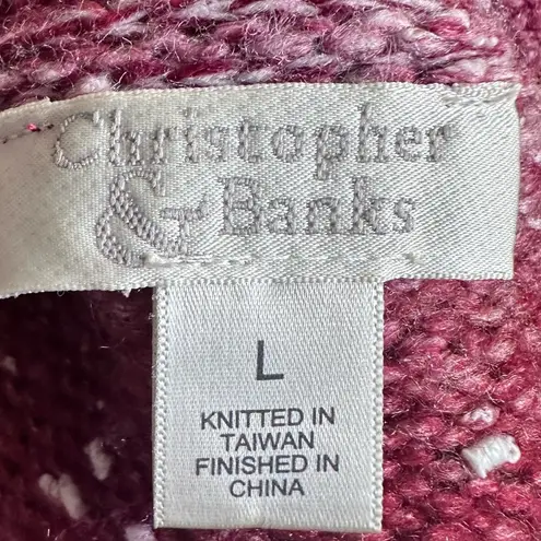 Christopher & Banks Womens Burgundy and White Speckled Cardigan Size Large