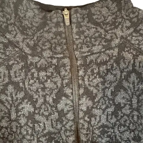 Akini Black & Gray Floral Mock Neck Long Sleeve 1/4 Zip Sweater Dress Women Sz S