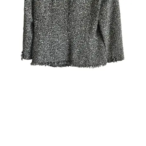 Peter Nygard Women Jacket 12P Black Tweed Fringe Trim Metallic Thread Old Money