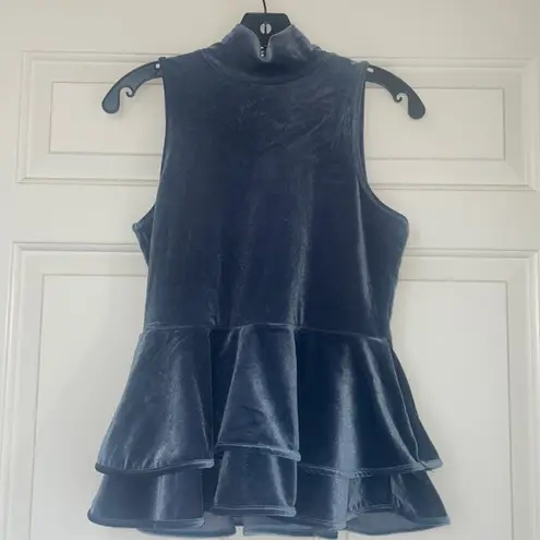 REVOLVE Torn x RONNY KOBO Ricki Velvet Top MOODY WHIMSY GOTH Ruffle Small S Blue