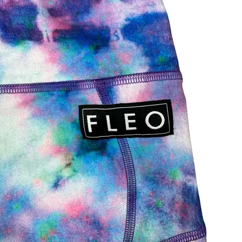 FLEO Limited Edition Tie Dye Shimmy Shimmer Low Rise Contour Shorts Athletic Purple