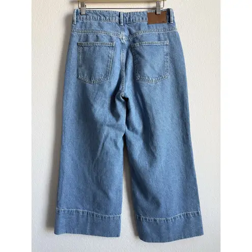 ZARA  Crop Wide Leg Denim Culotte Pants High Waisted Women's Size 8 Casual Boho