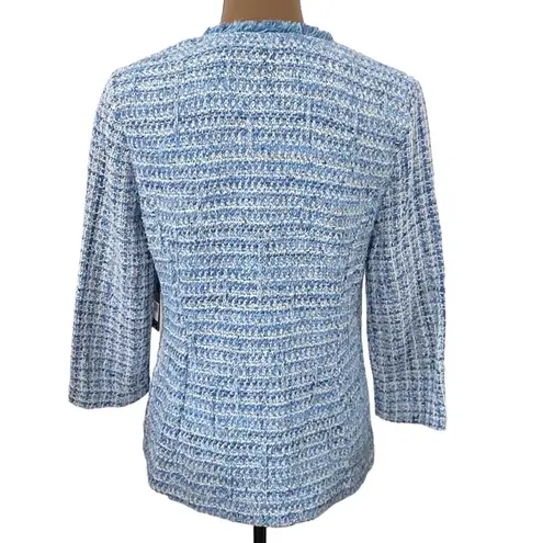 Nic+Zoe Under The Sea Tweed Fringed Jacket size S