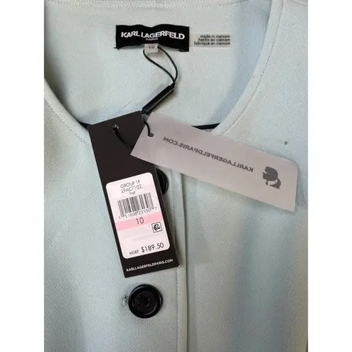 Karl Lagerfeld Women's Baby Blue Button up Jacket Coat Size 10 SKU 6039