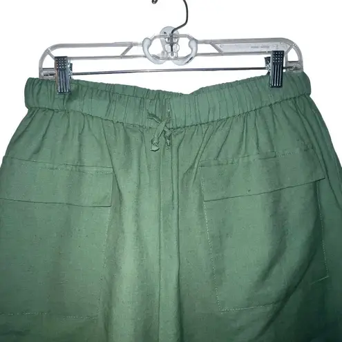 Pretty Little Thing  Women Khaki‎ Woven Pocket Front Drawstring Shorts Green 10