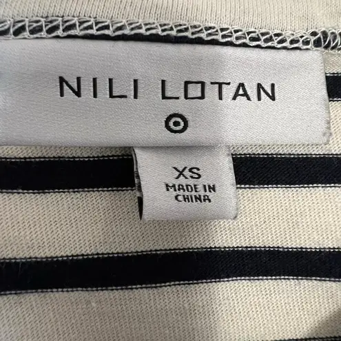 Nili Lotan Target Long Sleeve Black Cream Striped Shirt Size XS