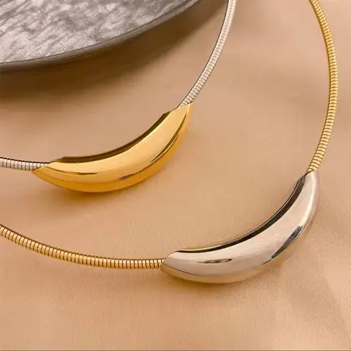 Modern Gold/Silver Choker Necklace, Stainless Steel Gold