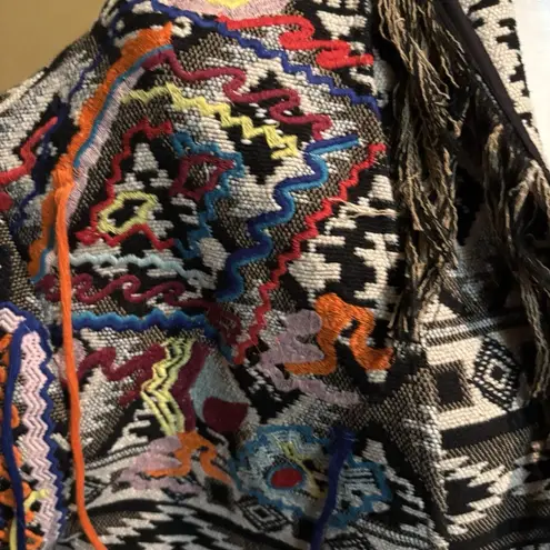 ZARA  KIMONO FRINGED TRIBAL AZTEC EMBROIDERED BLAZER COAT JACKET Size XS‎