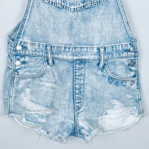 American Eagle  Lt Wash Distressed Overall Shorts