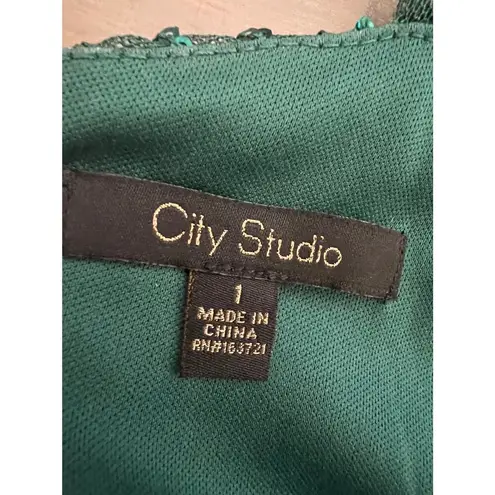 City studio green sequin fringe v