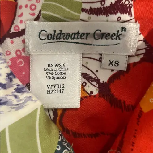 Coldwater Creek Retro Multicolored Floral Full Zip Collared Shirt Crop Jacket