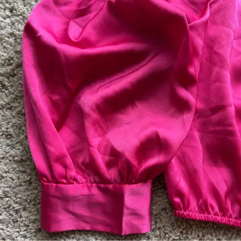 PRETTYGARDEN Hot Pink Long Sleeve Crop Top Blouse NWT