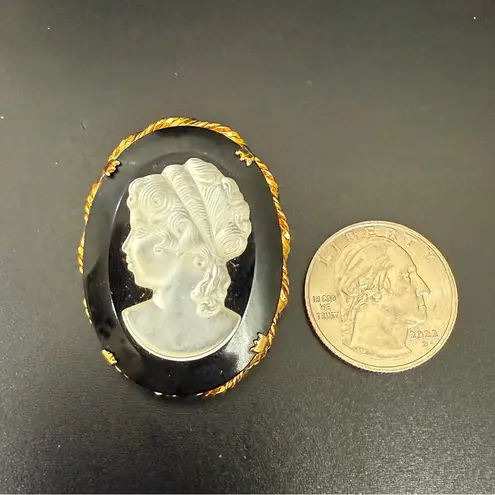 Vintage Unsigned White Lucite Black Satin Glass Gold